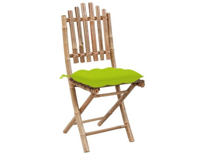 Vert Siège de jardin - Chaises pliables de jardin - (2 pcs) - avec coussins Bambou C568