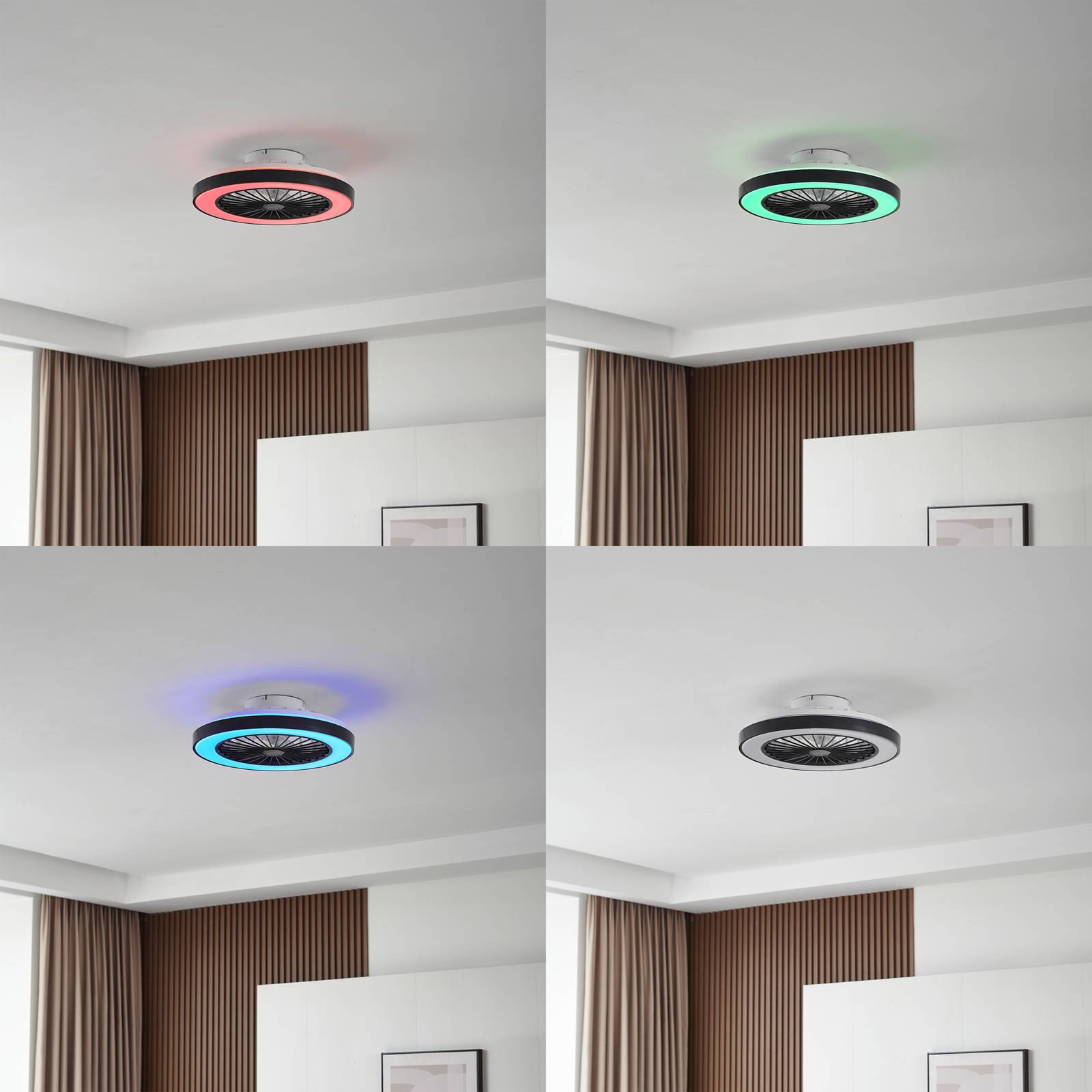 Lindby LED-Deckenventilator Teleo, Ø48 cm, schwarz, DC, Tuya Teleo Lindby, dimmbar, schwarz, für Wohn- / Esszimmer, Kunststoff, Modern