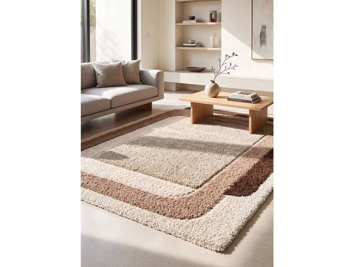 Tapis ATTICGO shaggy scandinave 120 x 170 cm EMBER 69411 beige et rose