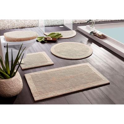 Badematte OTTO HOME "Kapra, Badvorleger, Badezimmer Teppich" Gr. 5, beige (natur), H:14mm, Baumwolle, Badematten, Badematte, mit Bordüre, Badteppich, Badematte, Baumwolle