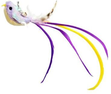 Inspire Select Interactive Feather Bird Cat Teaser Toy Replacement Wand Head With Realistic Plush Bird Attachment j