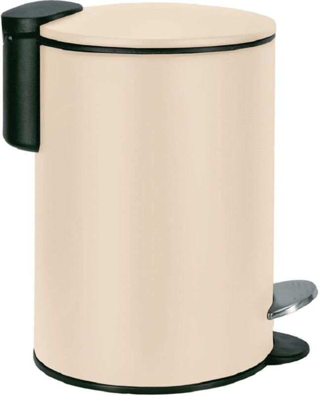 Mülleimer KLEINE WOLKE "Treteimer Silence", beige (natur), B:17cm H:23,6cm, Metall, Mülleimer, Mülleimer natur B/H/T: 17cm x 23,6cm, 3 l