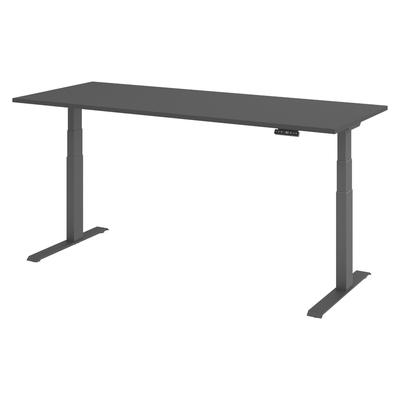 bümö elektrisch höhenverstellbarer Schreibtisch 200x80 cm in graphit, Gestell graphit mit Memory-Steuerung, elektrischer Bürotisch höhenverstellbar