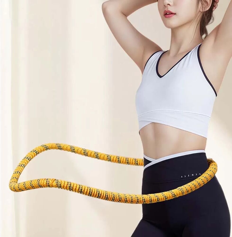 INF Weicher, gewichteter Hula-Hoop-Reifen für Fitness, Taillenabnahme, faltbar & tragbar Gelb