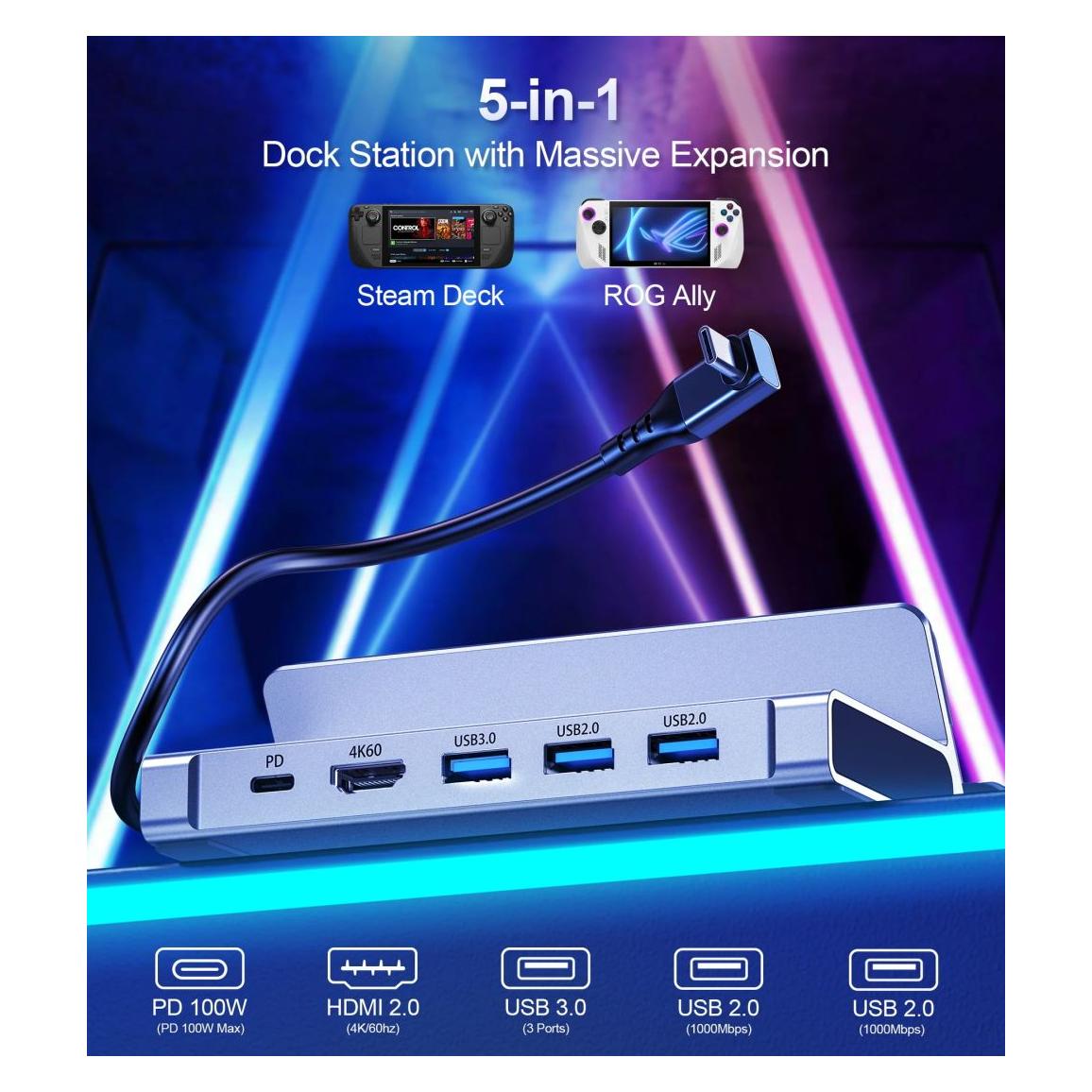 Choetech SteamDeck Docking Station (USB-C, 5 Ports) (HUB-M77)