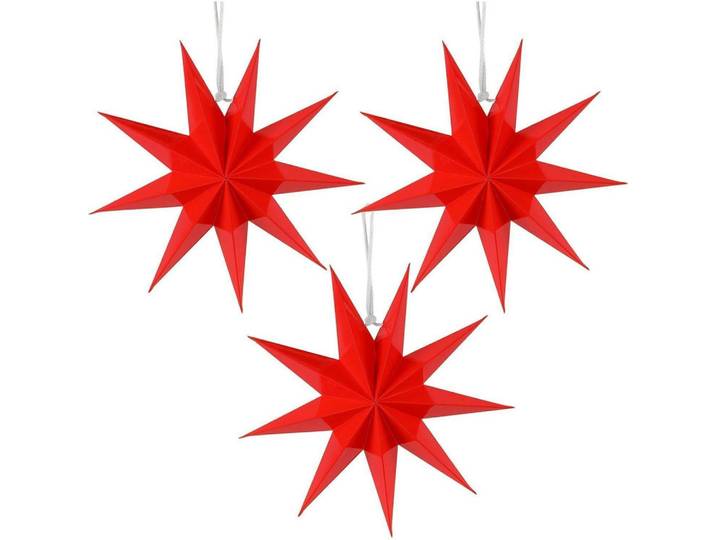 Papiersterne 3er Set Rot 30 cm, Papier, 30x10x30 cm, Dekoration, Weihnachtsdekoration