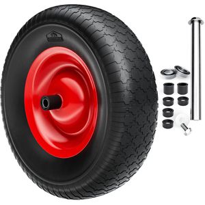 Gardebruk Schubkarrenrad 4.80/4.00-8, pannensicher Vollgummi, 200kg Tragkraft, Ø 390mm, mit Achse & Stahlfelge