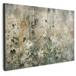 LEINWANDBILD Blumen - Blätter - Abstrakt - Modern Wanddeko 90x60 cm