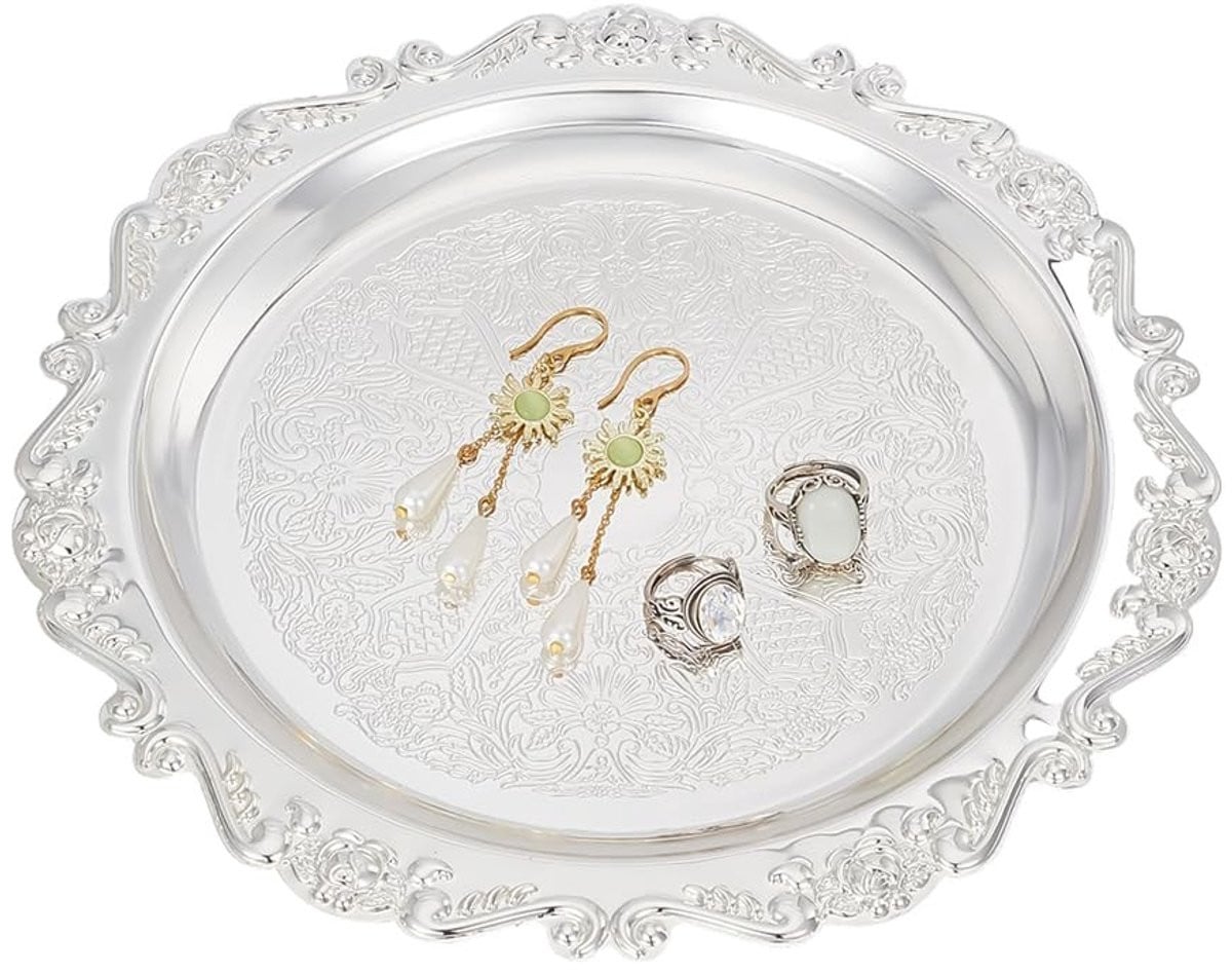 Dailygoods Vintage Dienblad Zilver - Sieraden Organizer en Decoratie Dienblad - 25 cm