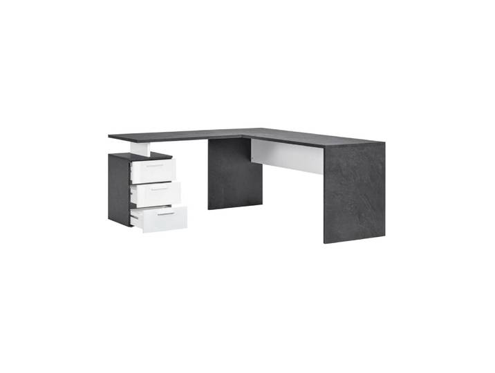 Bureau effet bois ardoise, blanc brillant 160x60 cm