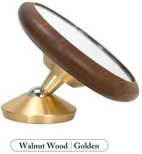 Uplift Essentials Espresso Extraction Shot Mirror With Magnetic Mount walnut Golden Base
