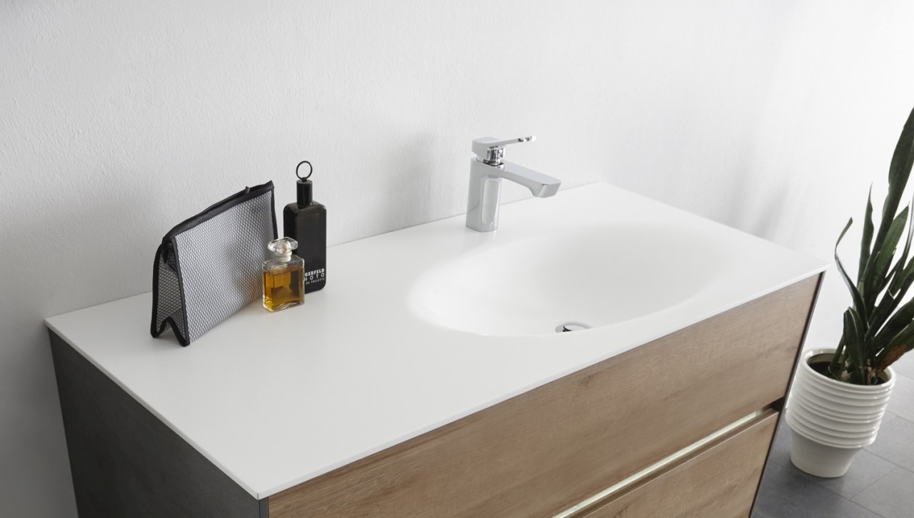Pelipal Serie 6010 Krion-Waschtisch KWT54-1130-R, B:1130, H:9, T:498mm KWT54-1130-R