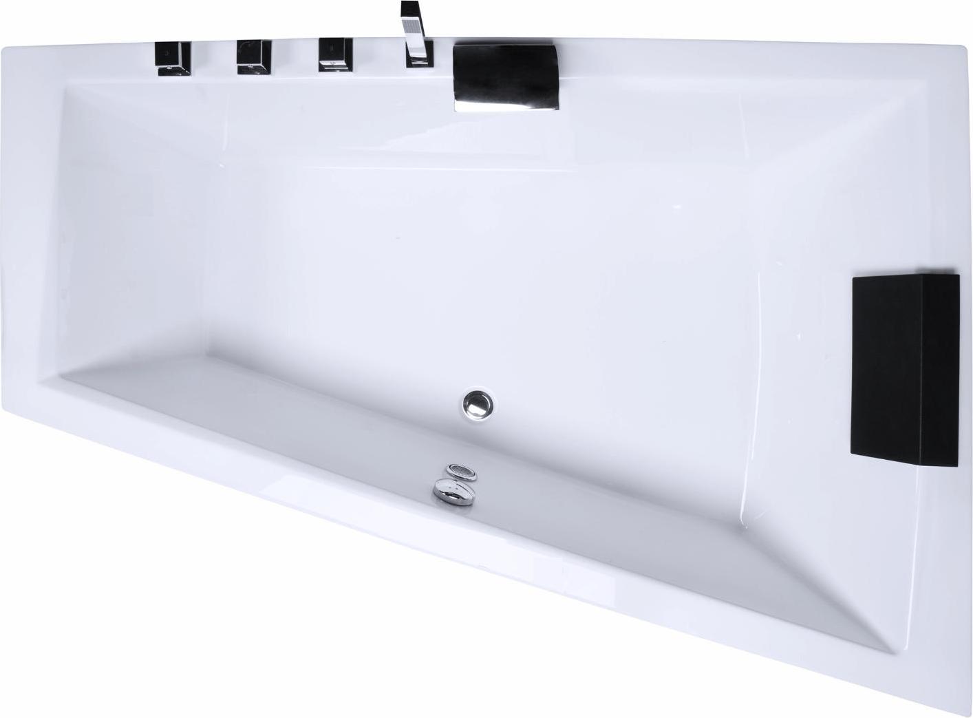 CARIBIA Rechteck Badewanne Diagool Größe - 170x125 Rechts Wasserfall Armaturset, Füße, Ablaufgarnitur und 2x Kopfkissen GRATIS