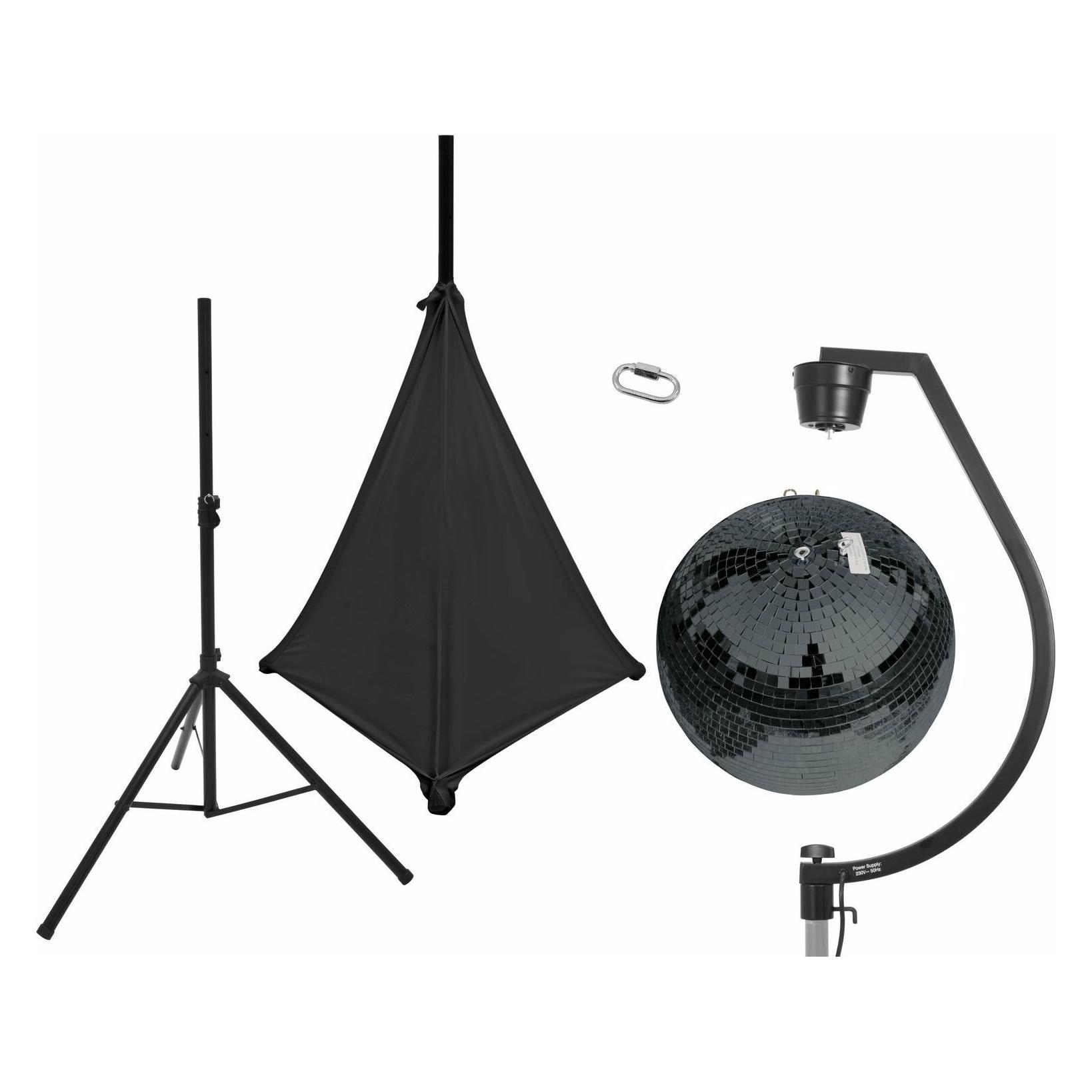 Eurolite Set Spiegelkugel 50cm schwarz mit Stativ und Segel schwarz (50 cm) (20000709)