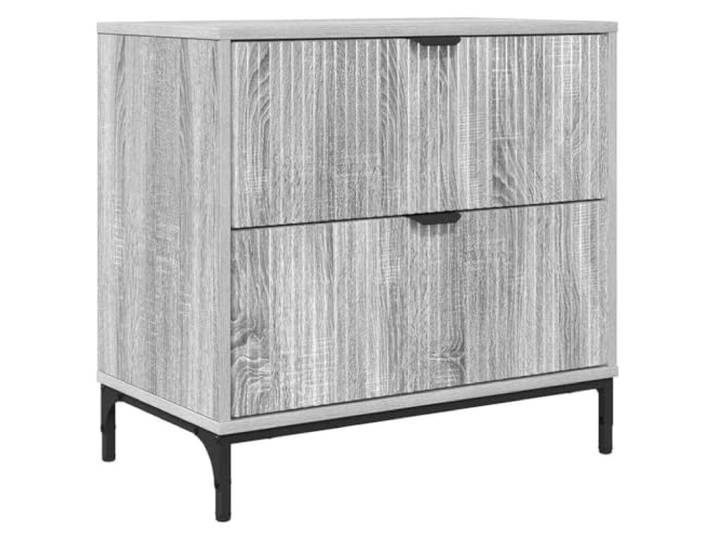 LMTYOENFG Nachttisch Grau Sonoma, Nachtschrank 63,5x36x61 cm Matte Oberfläche mit stabilen Stahlbeinen und praktischer Aufbewahrung für ein aufgeräumtes Schlafzimmer.
