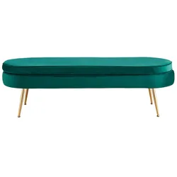 SalesFever Sitzpouf | oval | Samt | B 142 x T 45 x H 41 cm | Grün