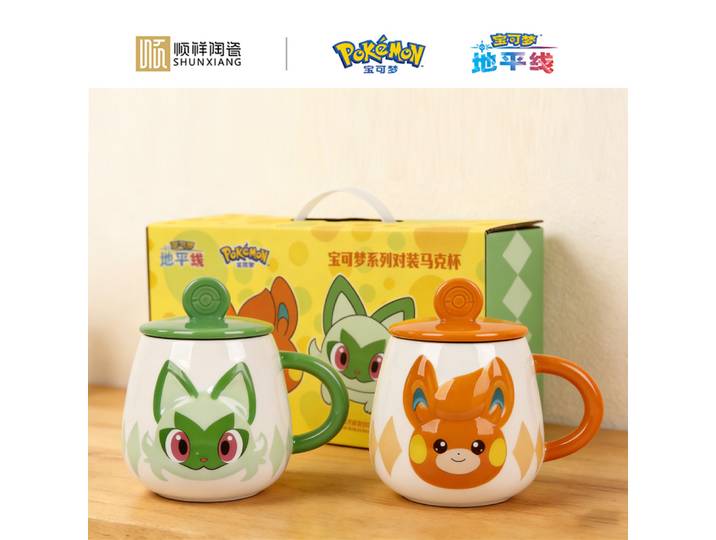 Ensemble de tasses à café en céramique sous licence Pokémon SHUNXIANG, tasses à café de dessin animé, boîte cadeau, tasse à lait pour le petit-déjeuner, tasses à eau pour enfants