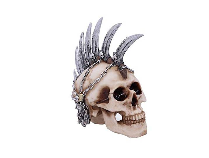 Nemesis Now U4945R0 Kettingblad Mohican Mohawk mes schedel ornament, natuurlijke botkleur