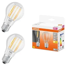 2er Pack OSRAM Helle LED E27 Filament Glühbirne klar 11W wie 100W warmweiß 2700K