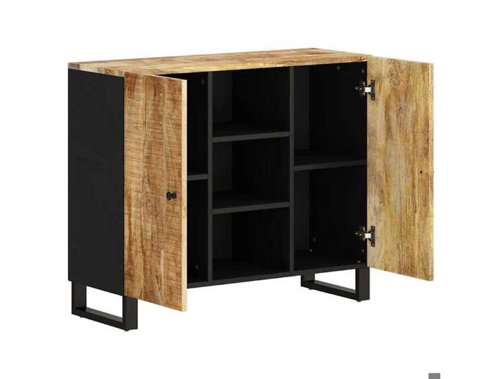 Buffet en bois de manguier - MEUBLECHIC - 90x33x75 cm - 2 portes - Bois massif de manguier - Pieds en fer