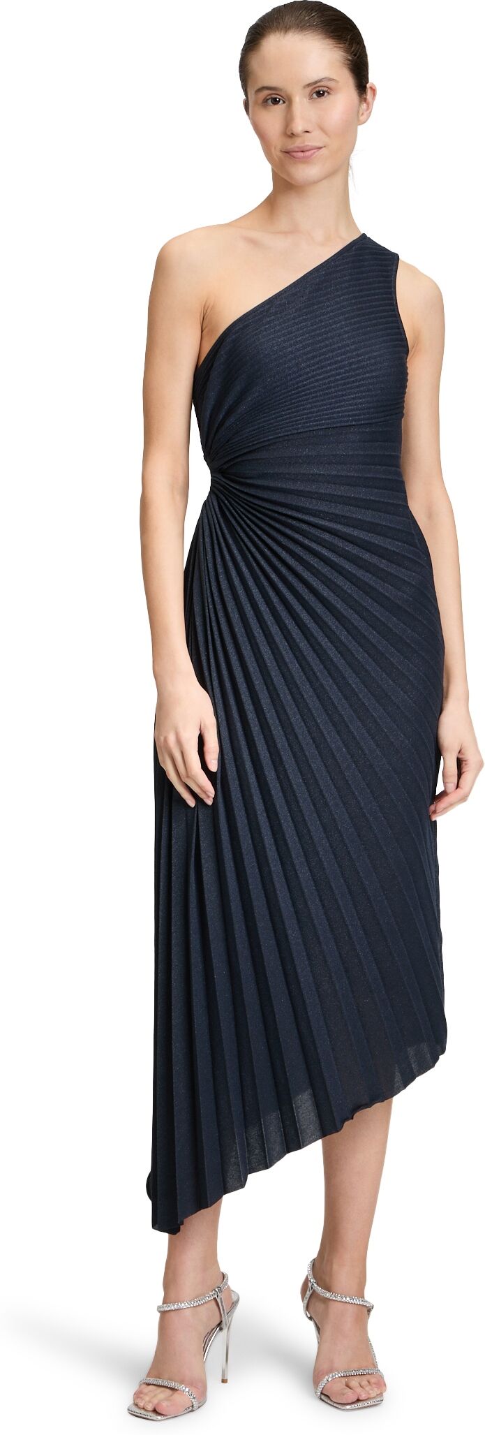 Abendkleid VERA MONT "Abendkleid im Glitzer-Look", Damen, Gr. 38, blau (night sky), Kleider Abendkleid