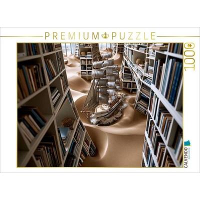 CALVENDO Puzzle Das Schiff in der Dünenbibliothek | 1000 Teile Lege-Größe 64x48cm Foto-Puzzle für glückliche Stunden