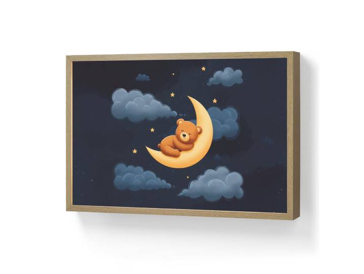 OnlyWow Nachttischlampe MIT Akku Teddybär - Mond - Wolken - Sterne 60x40 cm, Dunkelblau, Rechteckig, LED integrated, 60x40x8 cm, Lampen & Leuchten, Innenbeleuchtung, Nachtlichter