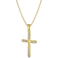 trendor 68428 Kreuz-Anhänger 333 Gold Zweifarbig mit goldplattierter Kette, 45 cm