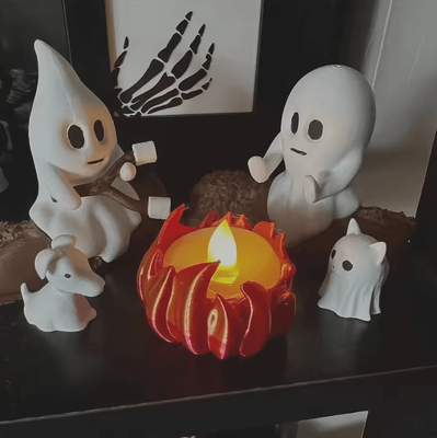 Inspire Curations Halloween Ghost Campfire Decoration Set Spooky Haunted House Party Prop 1set Dog And Cat
