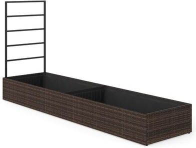 Costway Rattan Raised Garden Bed with Trellis and 2 Planter Boxes-Brown
