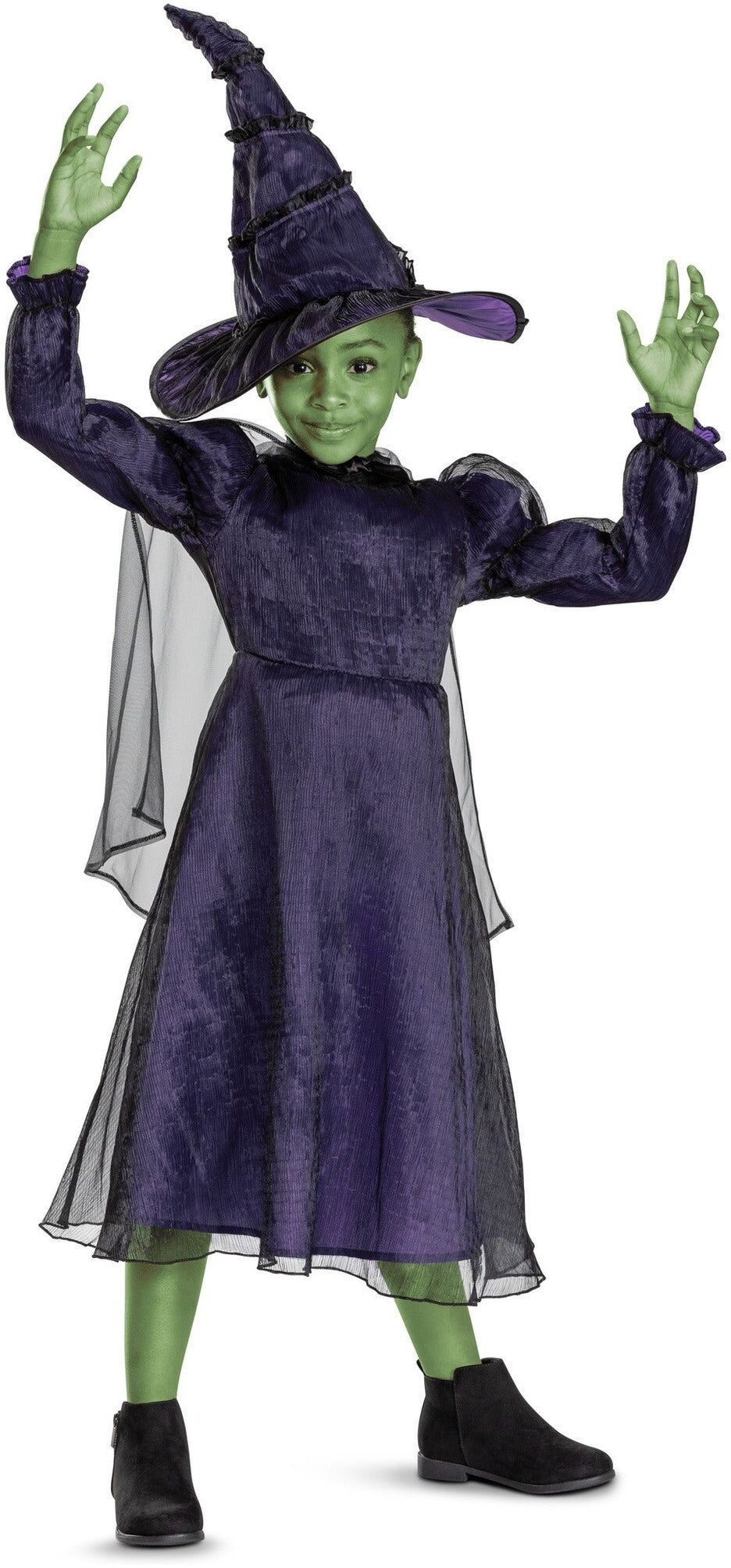 Disguise Wicked Elphaba Deluxe Costume 3T-4T for Kids, Official Licensed Fancy Dress Set, Green and Purple Color Scheme