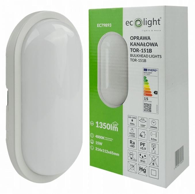 Eco Light LED-kanaalverlichting ovale waterdichte lamp voor garage, balkon of terras, wit