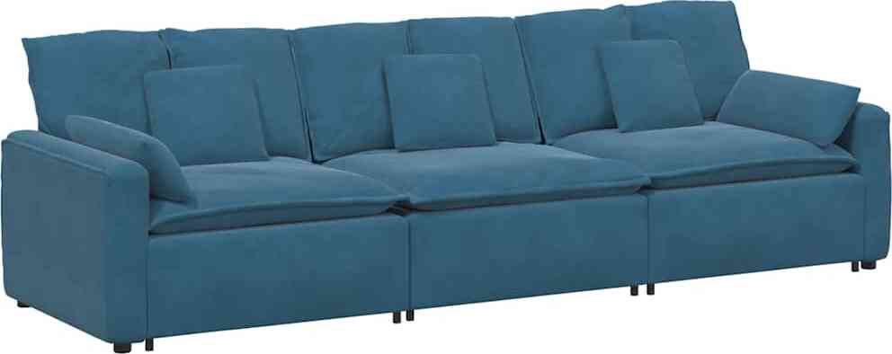 Modulares Sofa mit Kissen Blau