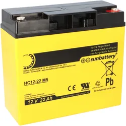 SUN Battery High Cycle AGM Bleiakku zyklenfest 12V 22Ah M5-Schraubanschluss