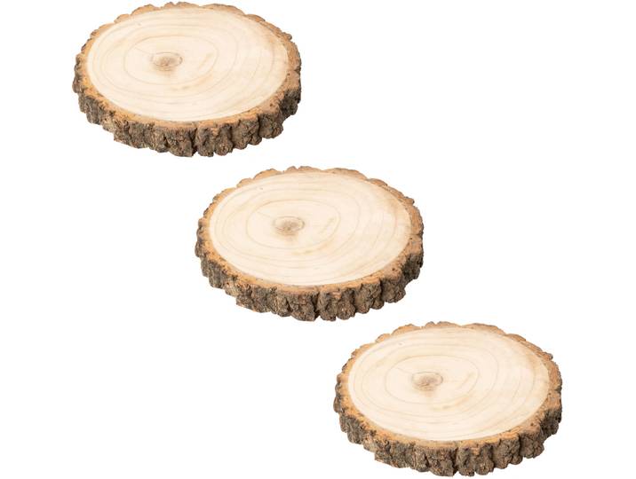Dekoteller CREATIV DECO Weihnachtsdeko , braun, H:3cm Ø:22cm, Massivholz, Dekoschalen, Dekoteller, Naturholz-Scheibe - jeder Artikel individuell gemasert