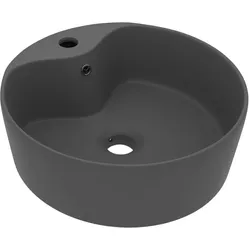 vidaXL Luxus-Waschbecken mit Überlauf Matt Dunkelgrau 36x13 cm Keramik