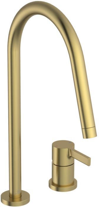 Ideal Standard Küchen-2-Loch-Armatur BD422A2 brushed gold, mit hohem Rohrauslauf