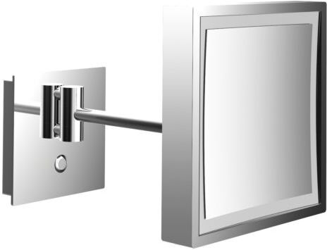 Emco Pure LED-Rasier-/Kosmetikspiegel 109406011 203 mm, eckig, Vergrößerung 3-fach, Direktanschluss, chrom