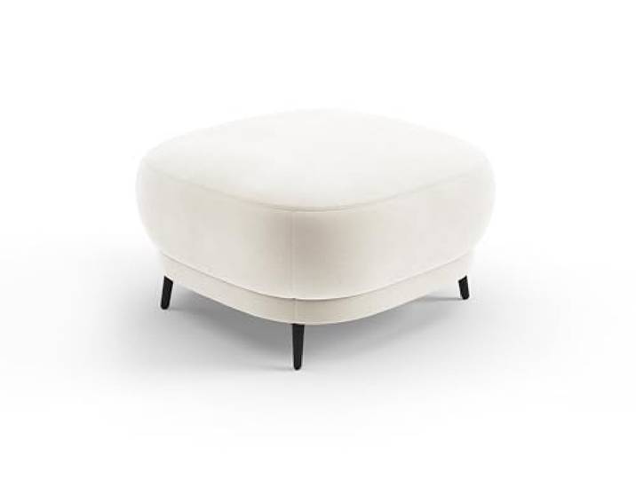 CAVADORE Hocker Blue/Polsterhocker im modernen Design mit mattschwarzen Metallfüßen, ideal als Fußhocker oder Sitzgelegenheit / 90 x 49 x 90 / Mikrofaser, Naturweiß