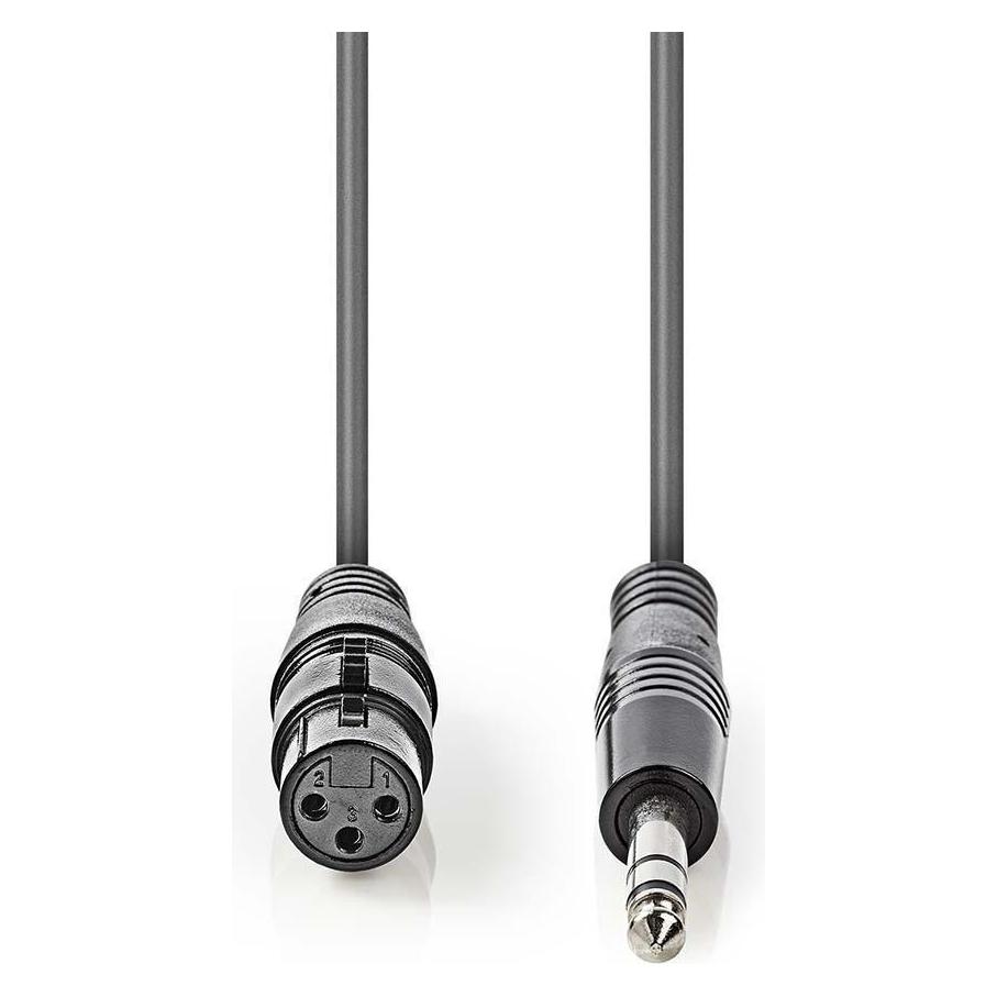Nedis XLR-Audiokabel, kompensiert, 3-polig, XLR-Buchse (1.50 m, XLR Kabel) (COTH15110GY15)