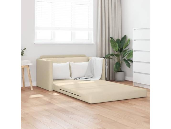 HEFZGDB Boden-Sofabett 2-in-1 Creme 124x71x78 cm Stoff Sitzgelegenheit mit Kastenpolster und abnehmbaren Bezügen für Innenräume, vielseitiges Design für Entspannung und Elegante