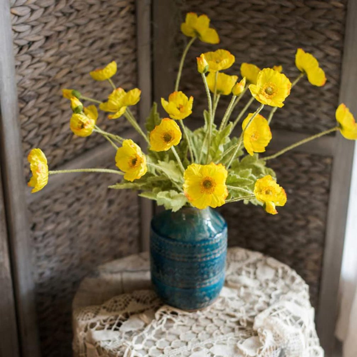 Set van 6 Nep Papaver Bloemen van Zijde - Kleurvol