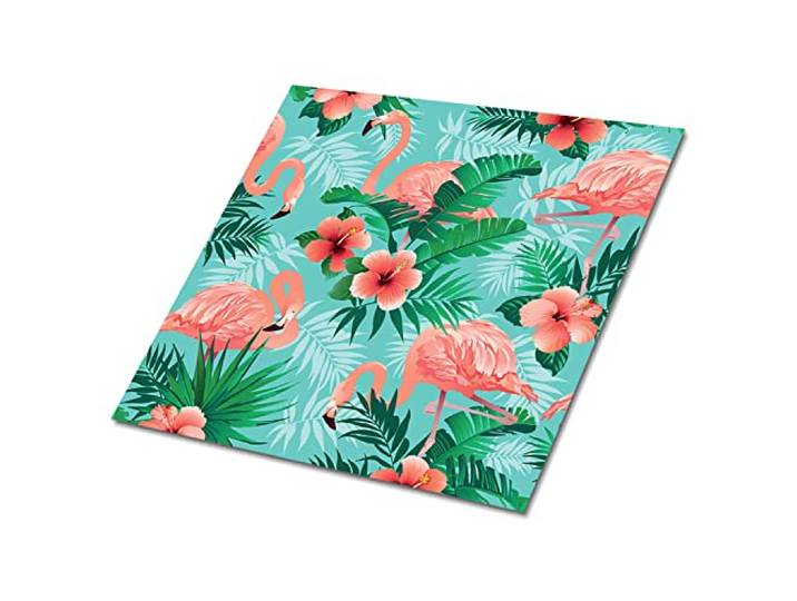 Decormat Selbstklebende Vinylfliesen Wandfliesen für die Küche Dekoartikel Aufkleber Mehrfarben Bodenbeläge PVC Fliesenaufkleber Satz von 9 Fliesen - 30x30 cm - Flamingos