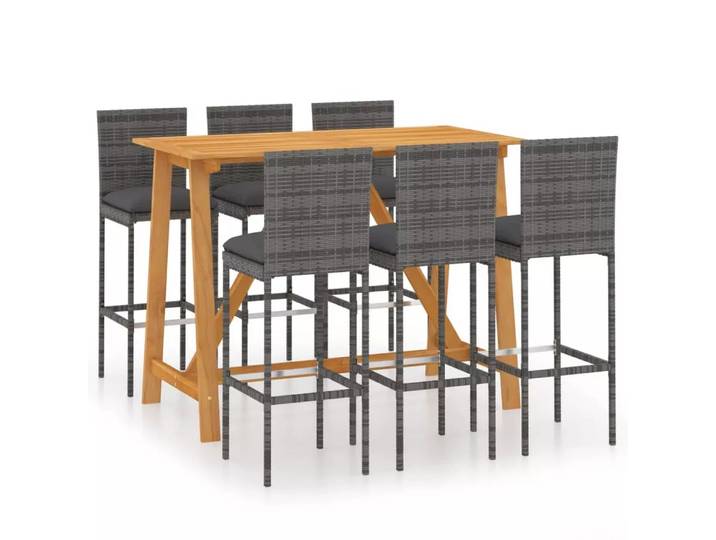 VidaXL - Garten-bar set akazienholz, One Size, Grau