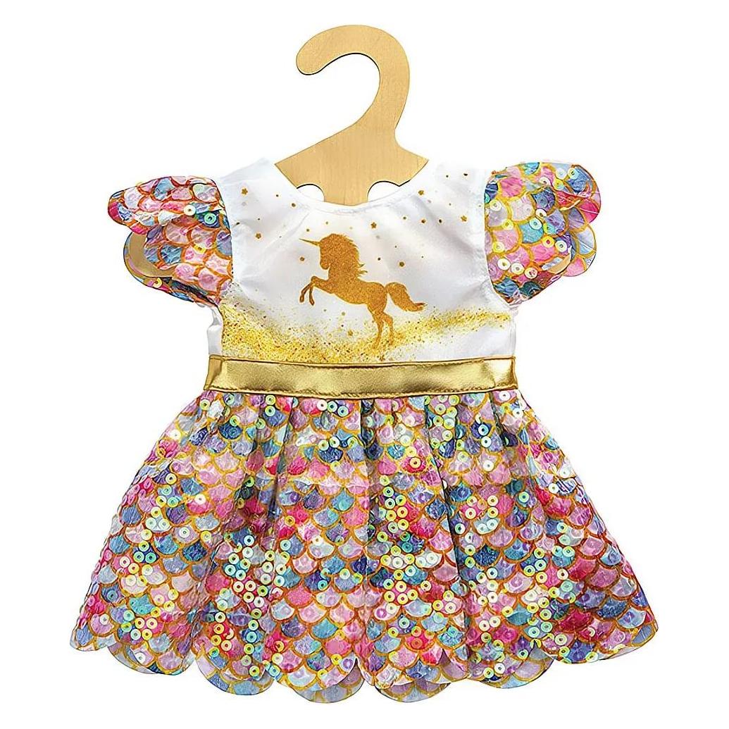 Heless Pu-Glitzerkleid Einhorn Goldy,Gr.28-35cm (1231)