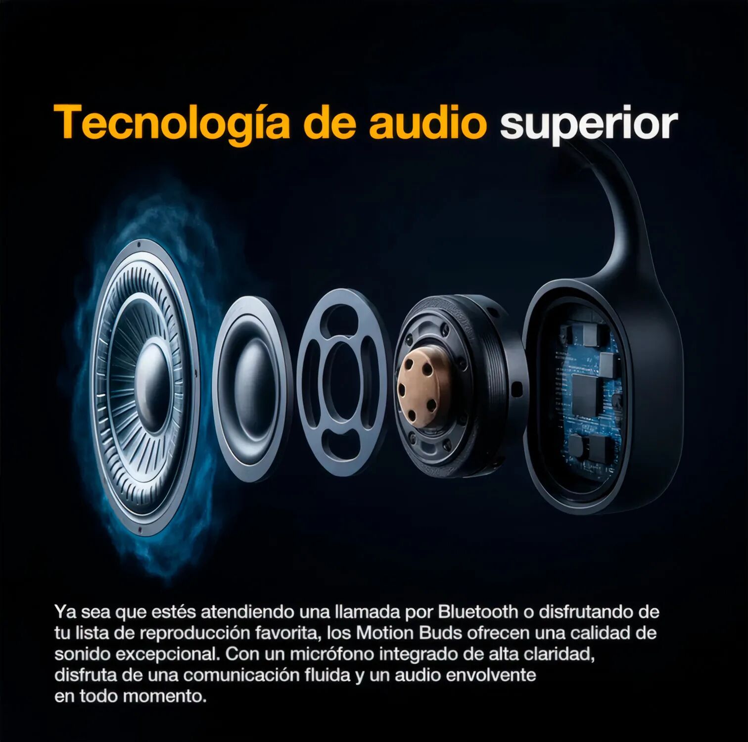 Agm Motion Buds Blanco + Naranja / Auriculares De Conducción Ósea Inalámbricos