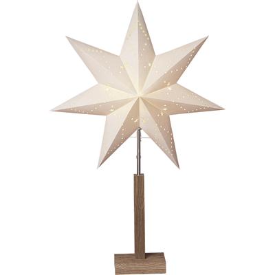 Stehlampe "Standleuchte Stern Karo", weiß (holzfarben, weiß), 1, Ø 43cm H: 68cm, 2 Stk., PARFORCE TRADITIONAL HUNTING, Leuchten, Tischlampe, Weihnachtsstern, Deko-Stern, 7-zackig, Weihnachtsdeko, Stehlampe