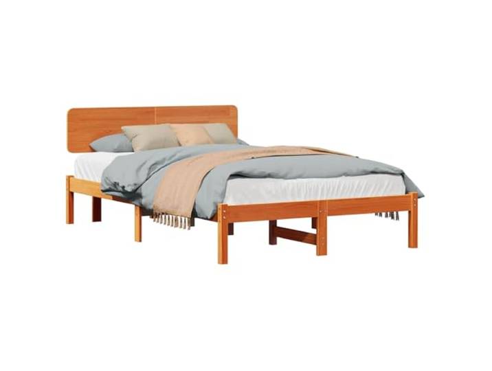 YUTAASU Bettrahmen Massives Kiefernholz 120x200 cm Wachsbraun, Stabiler Lattenrost, Robustes Kopfteil, Einzelbett Modern