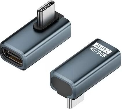 INF 240W 80Gbps USB-C Buchse auf Stecker Adapter - Rechtwinklig (2er-Pack) Grau