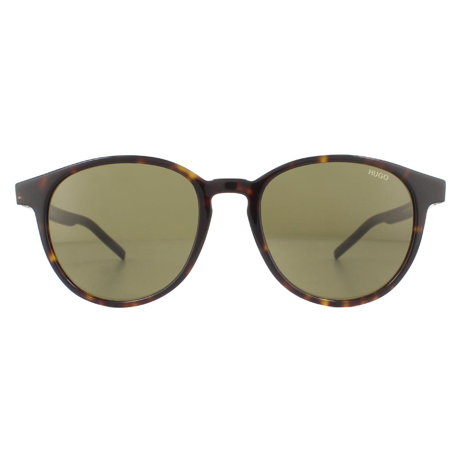 Hugo van Hugo Boss Round Mens Havana groene zonnebril